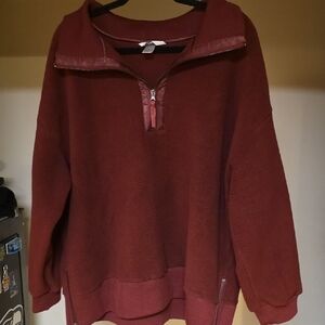 CJ Banks Maroon Knit Top